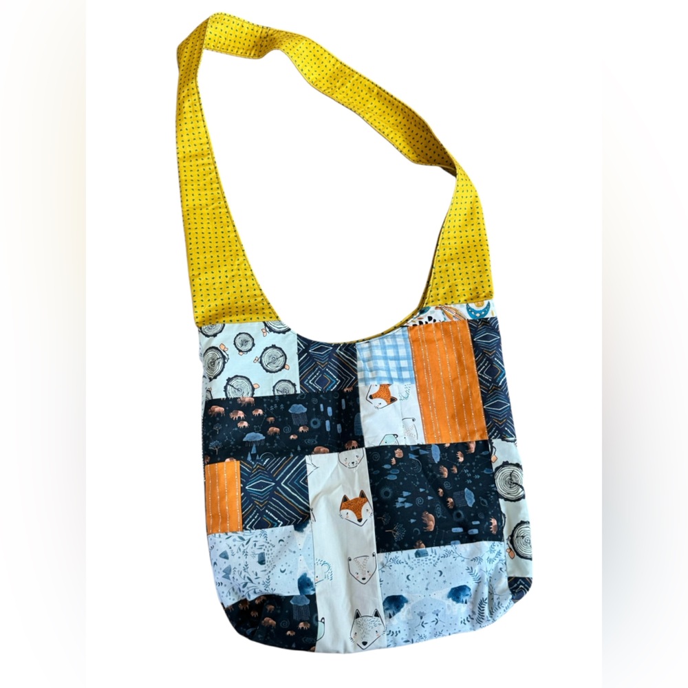 Patchwork Shoulder Crossbody Bag with Yellow Strap - image 4